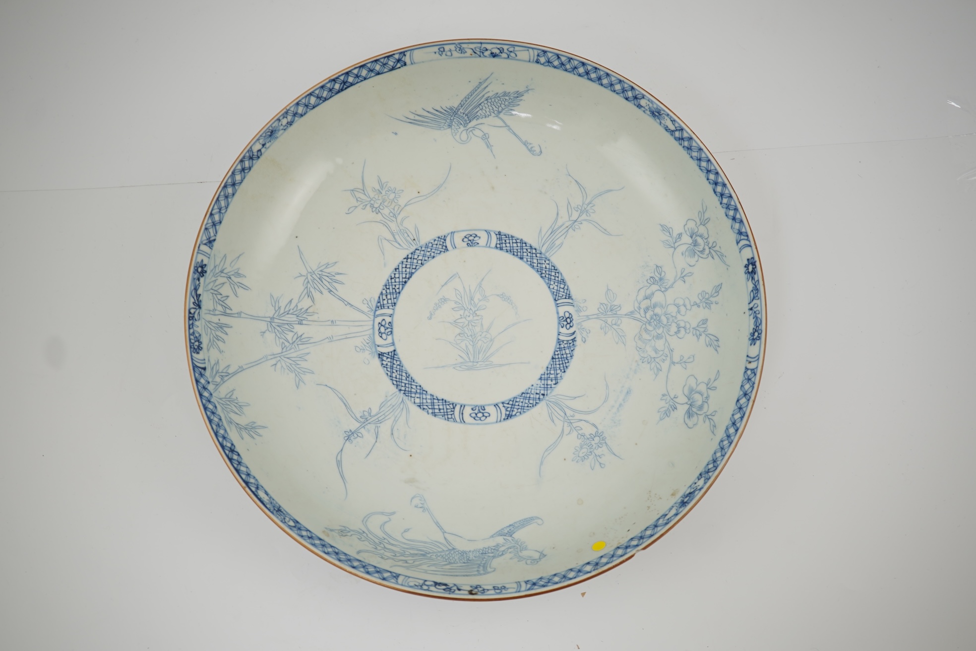 A Chinese blue and white ‘crane and phoenix’ dish, Yongzheng period